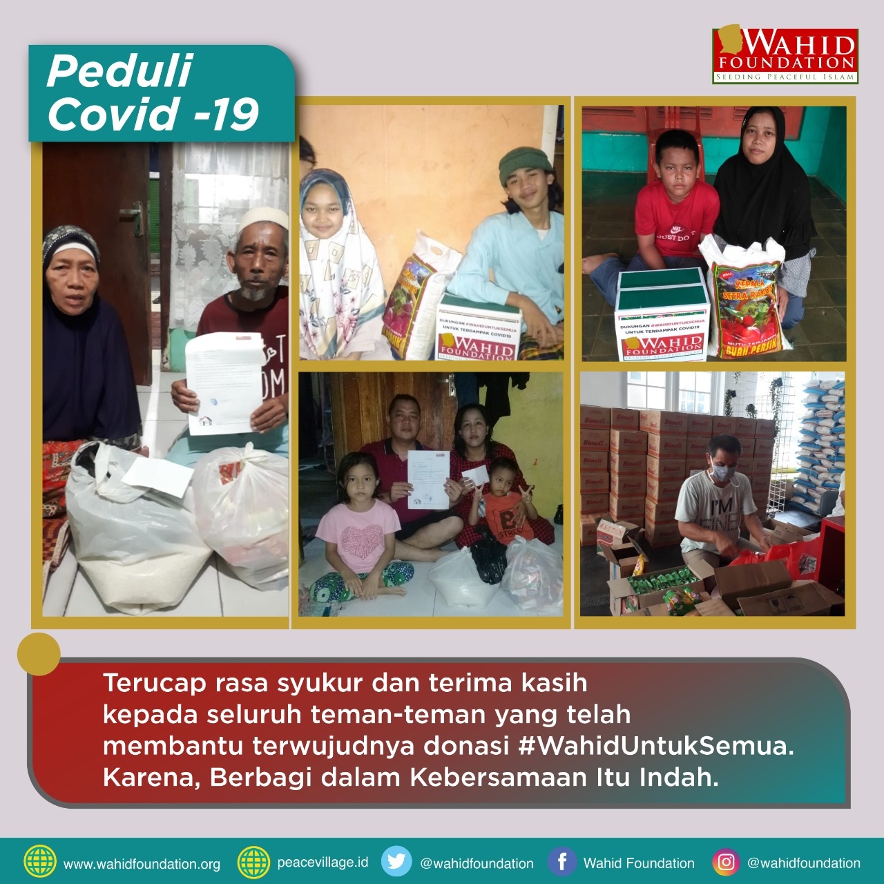 Wahid Foundation Distribusikan Bantuan Tahap Pertama kepada 75 Keluarga di Jabodetabek