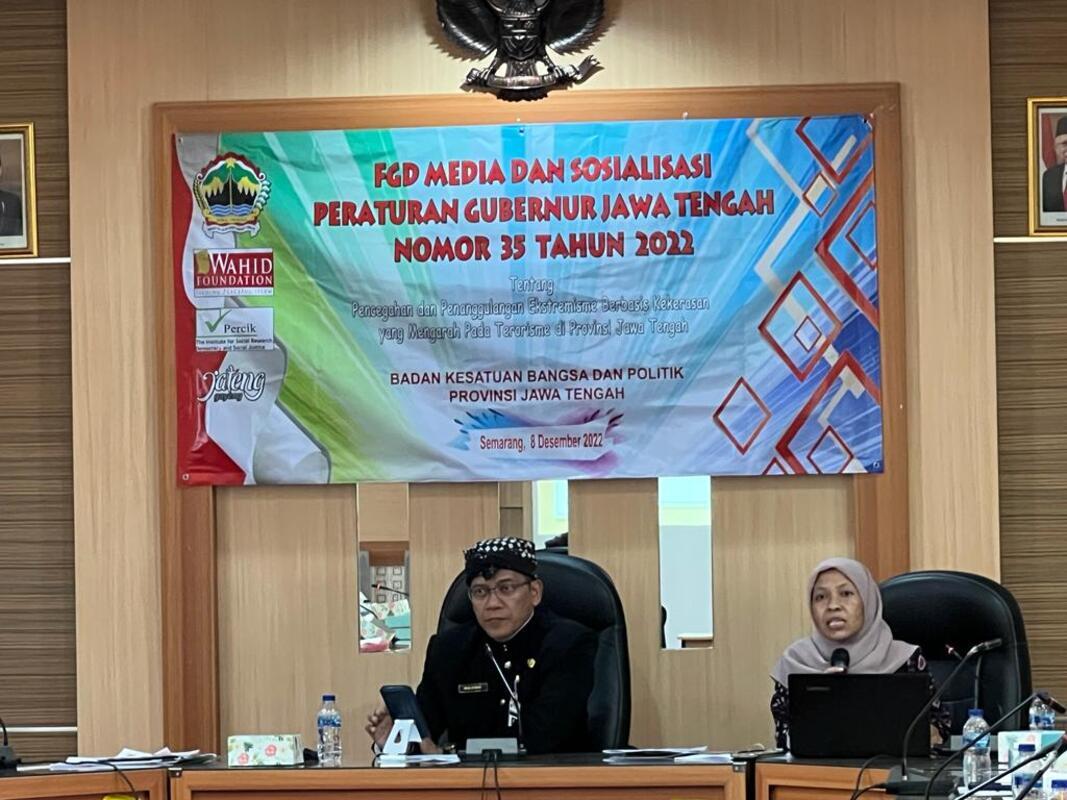 FGD Media dan Sosialisasi Pergub PE Jateng yang Memuat Pasal Penguatan Budaya Toleransi dan Anti Ekstremisme Kekerasan